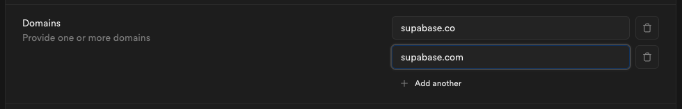 Domain configuration with multiple domains